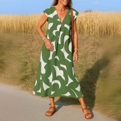 Laura™  Sukienka maxi z artystycznym nadrukiem