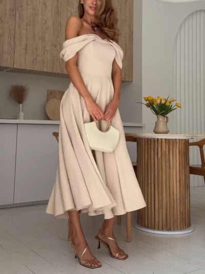 Kalina ™ Elegancka Sukienka Maxi z Odkrytymi Ramionami