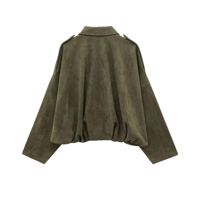 Alina™  Oversize’owy płaszcz zamszowy