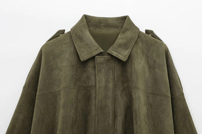 Alina™  Oversize’owy płaszcz zamszowy