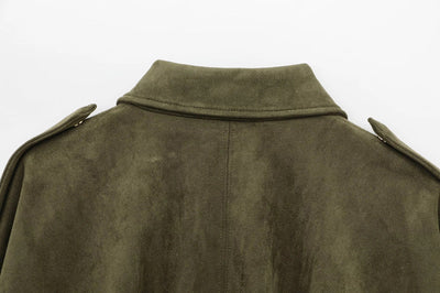 Alina™  Oversize’owy płaszcz zamszowy
