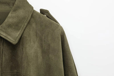 Alina™  Oversize’owy płaszcz zamszowy