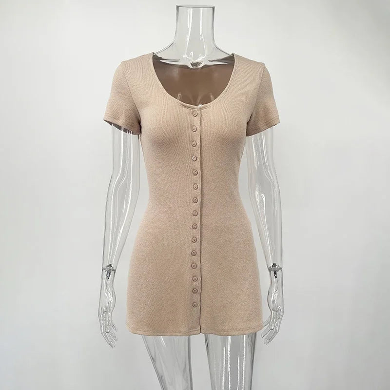 Annette™ Elegancka mini sukienka V z guzikami