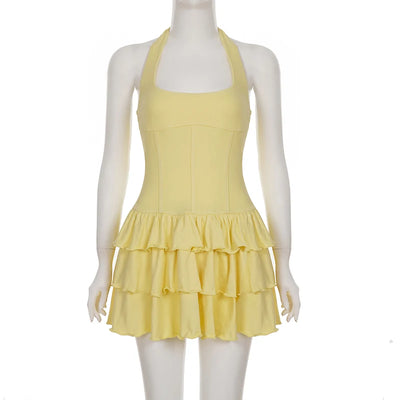 Zara™  Sukienka mini halter Tornova z falbankami