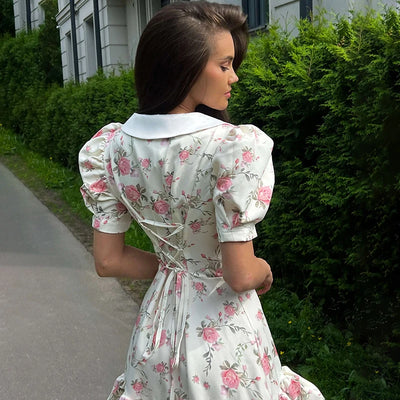 Priya™ Mini sukienka w nadruk z bufkami i falbankami