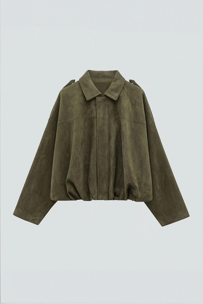 Alina™  Oversize’owy płaszcz zamszowy